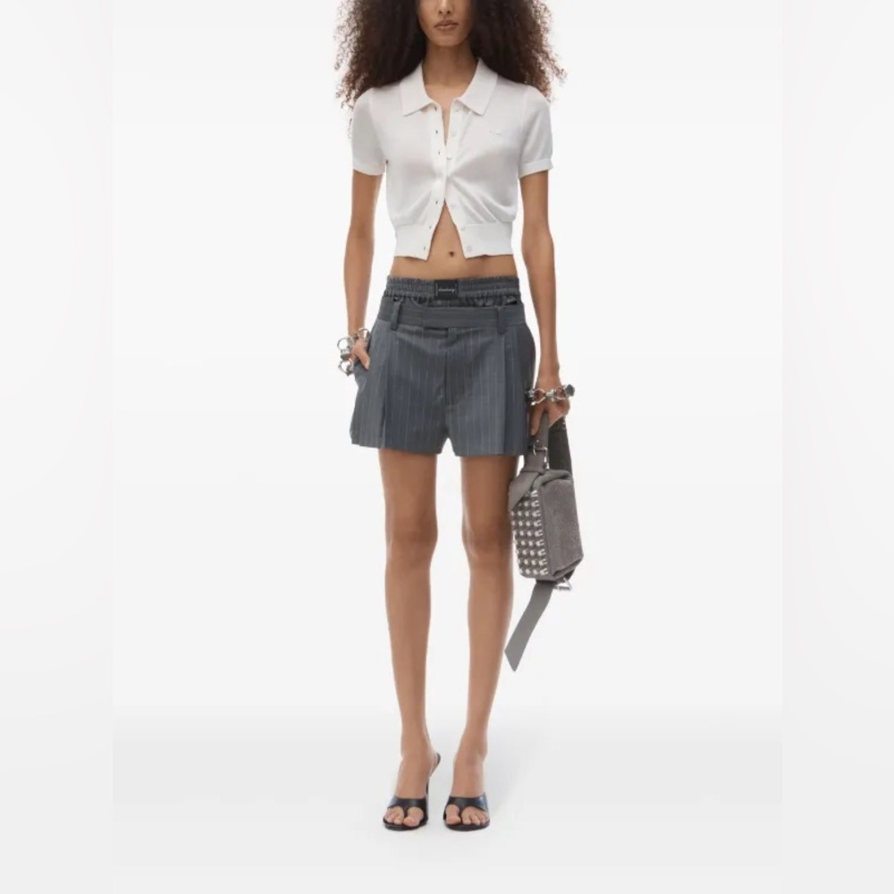NWOT Alexander Wang PreStyled Bilayer Wool Pleated Shorts w/ Exposed Boxer 2 - Picture 6 of 17